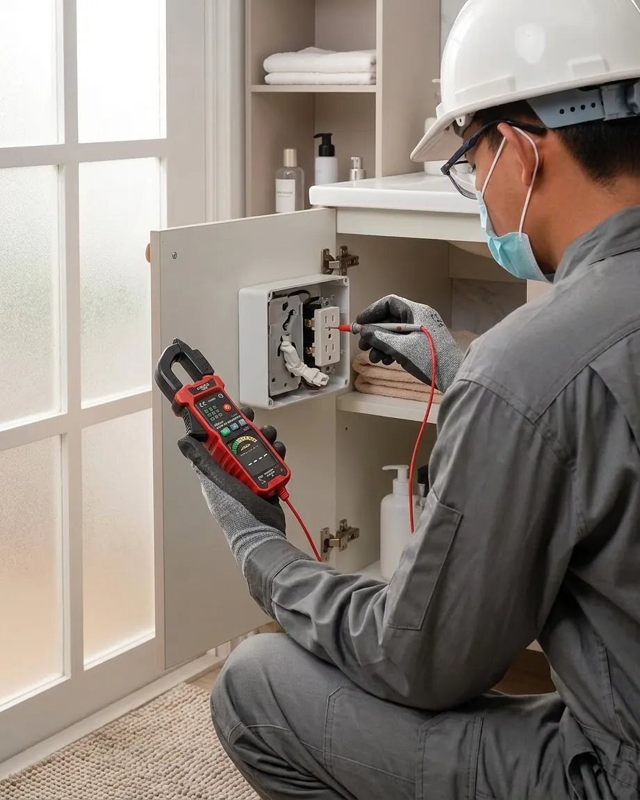 Safe electrical testing practices using KAIWEETS equipment.
